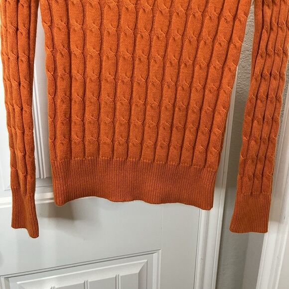 Gap Fisherman Sweater Womens Size S Orange Cable Knit Crew Pullover Vintage - Picture 3 of 9